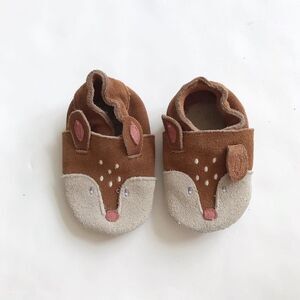 Baby Boden leather reindeer moccasins EUC size 3-6 months